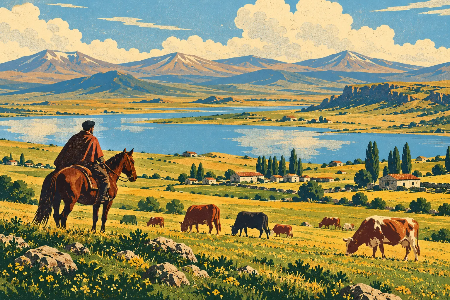 Samtskhe-Javakheti, illustrated as a vintage travel poster