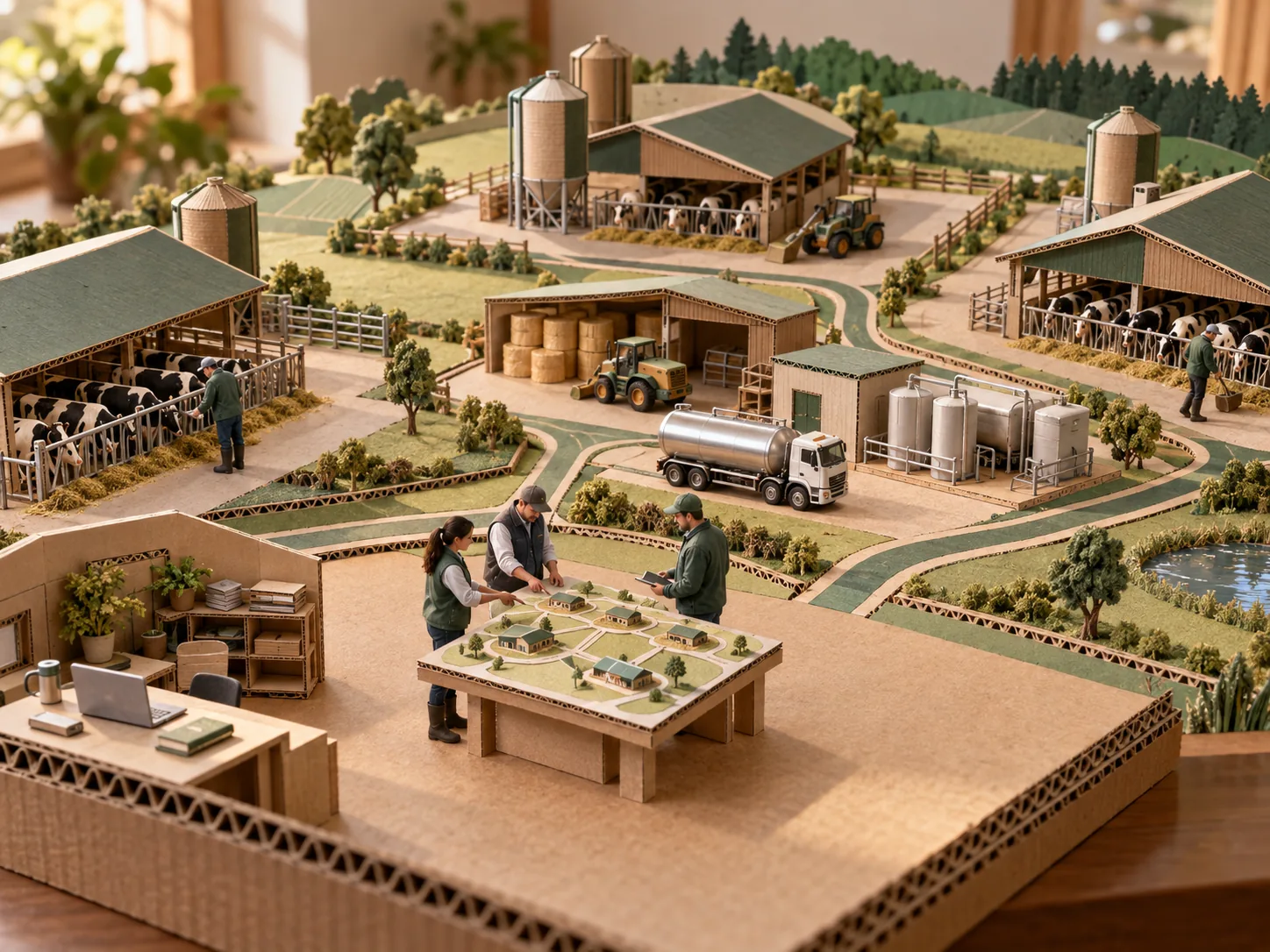 Maquette illustrating multi-farm network development