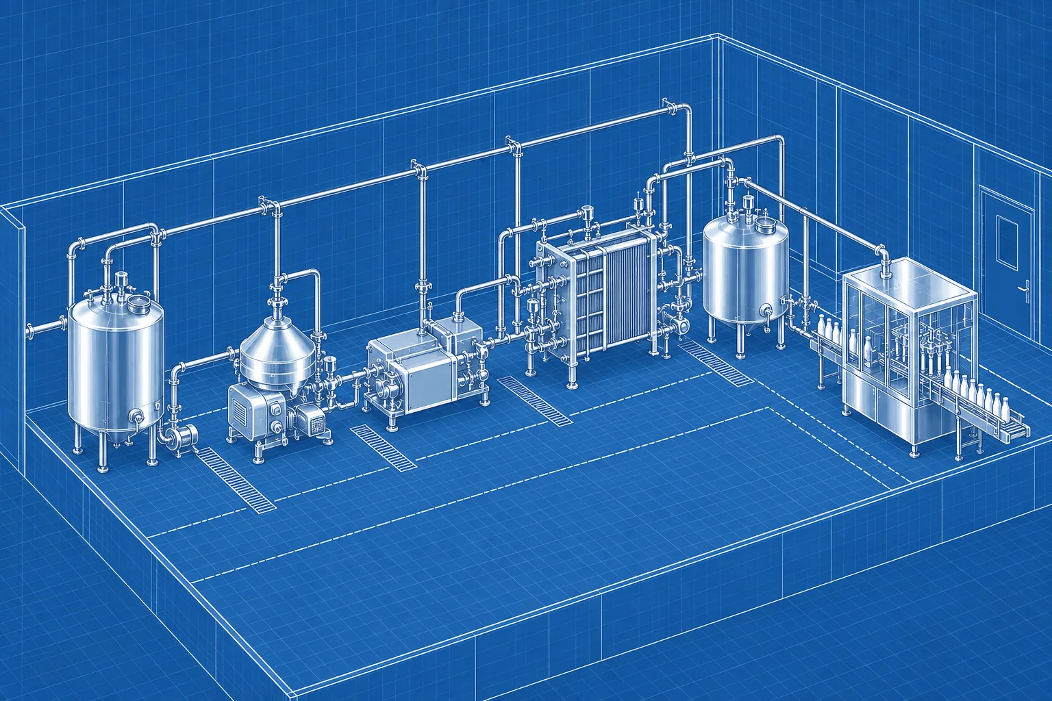 Liquid Milk Process Line Design service illustration