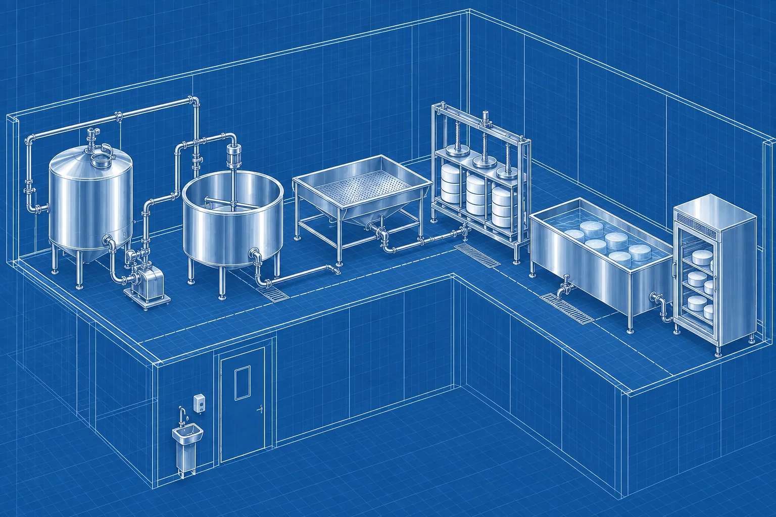 Cheese Process Line Design service illustration
