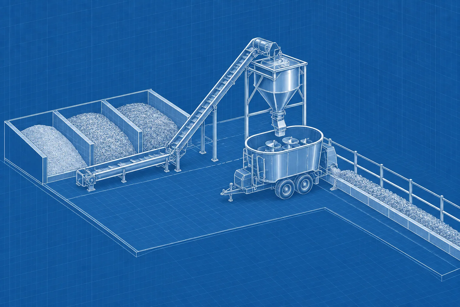 TMR System Design — blue axonometric engineering blueprint