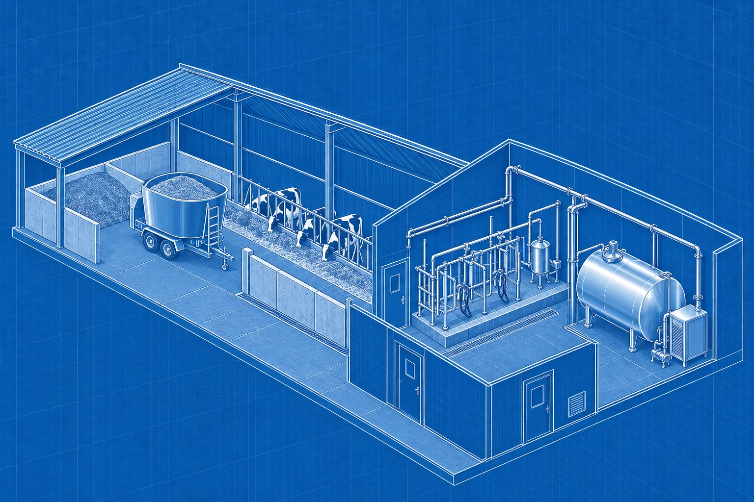 Feeding, Calf & Farm Milk Systems axonometric blueprint