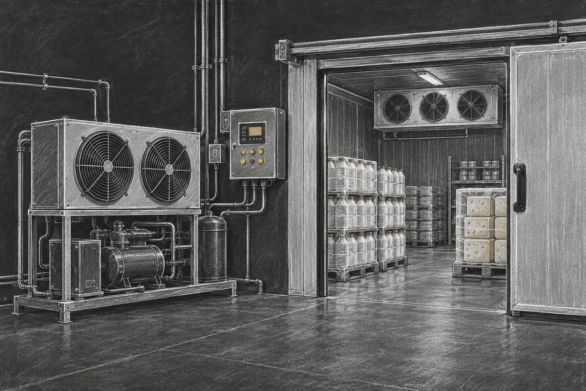Chalkboard illustration of Cold Storage Equipment