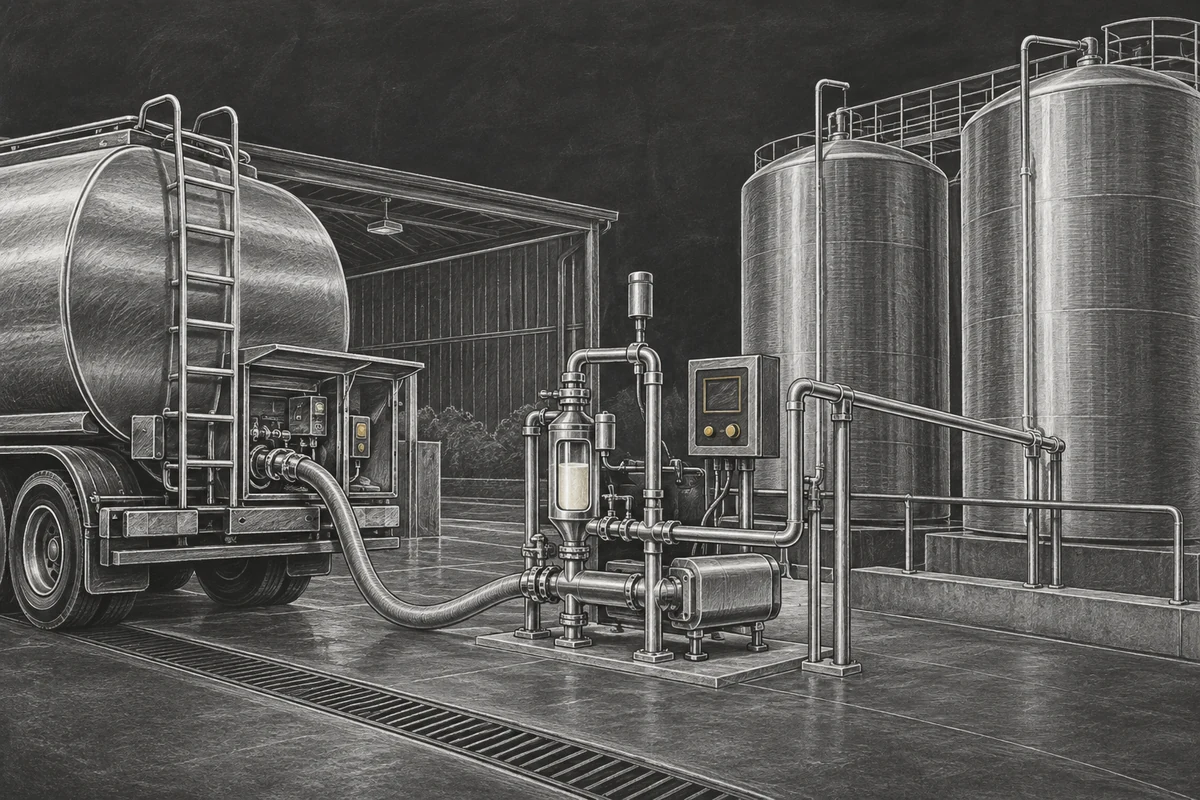 Chalkboard illustration of Milk Reception Equipment