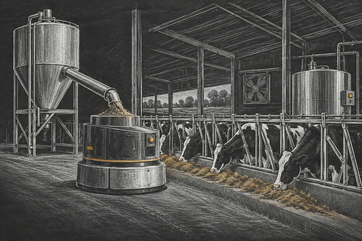 Chalkboard illustration of Farm Modernization Equipment
