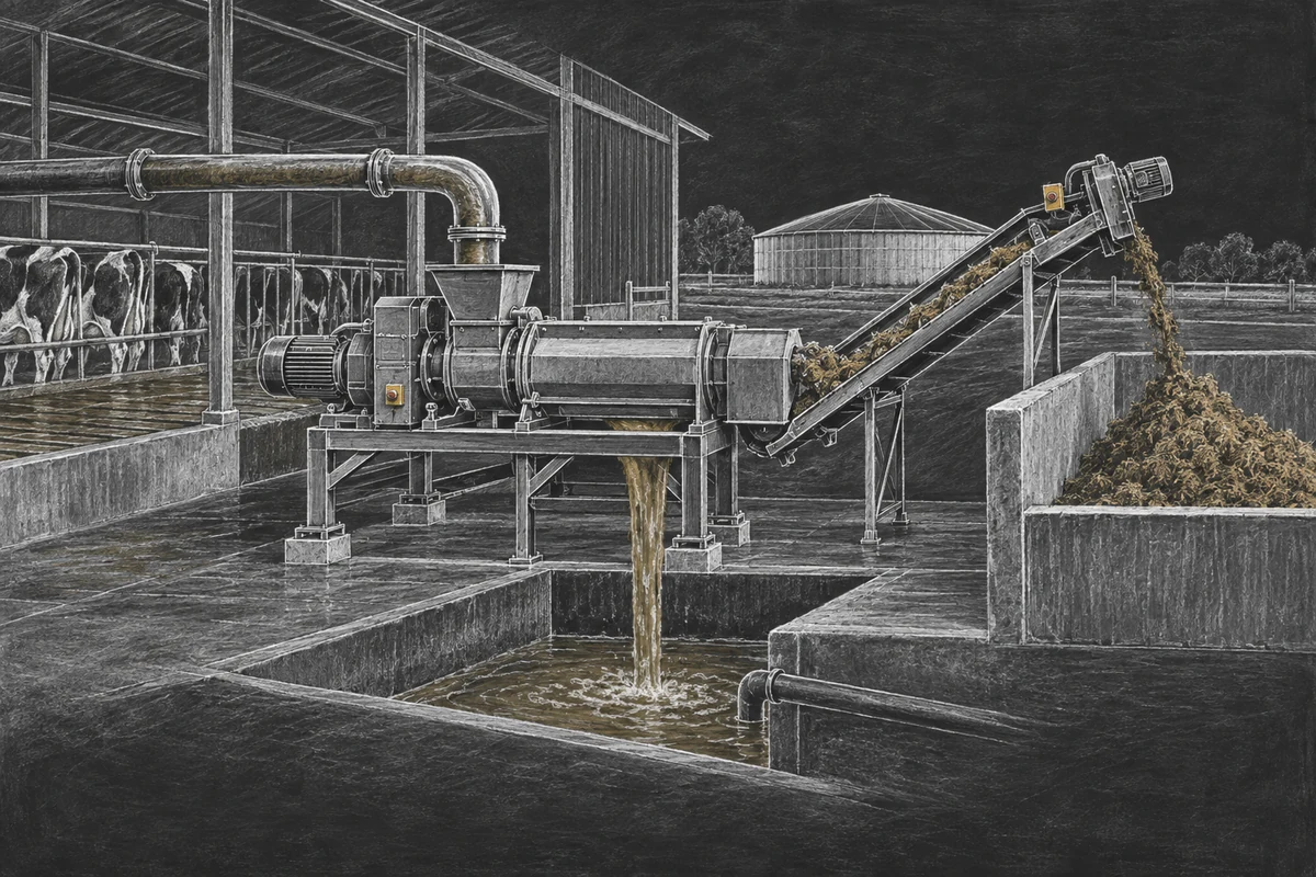Chalkboard illustration of Manure Separation Equipment