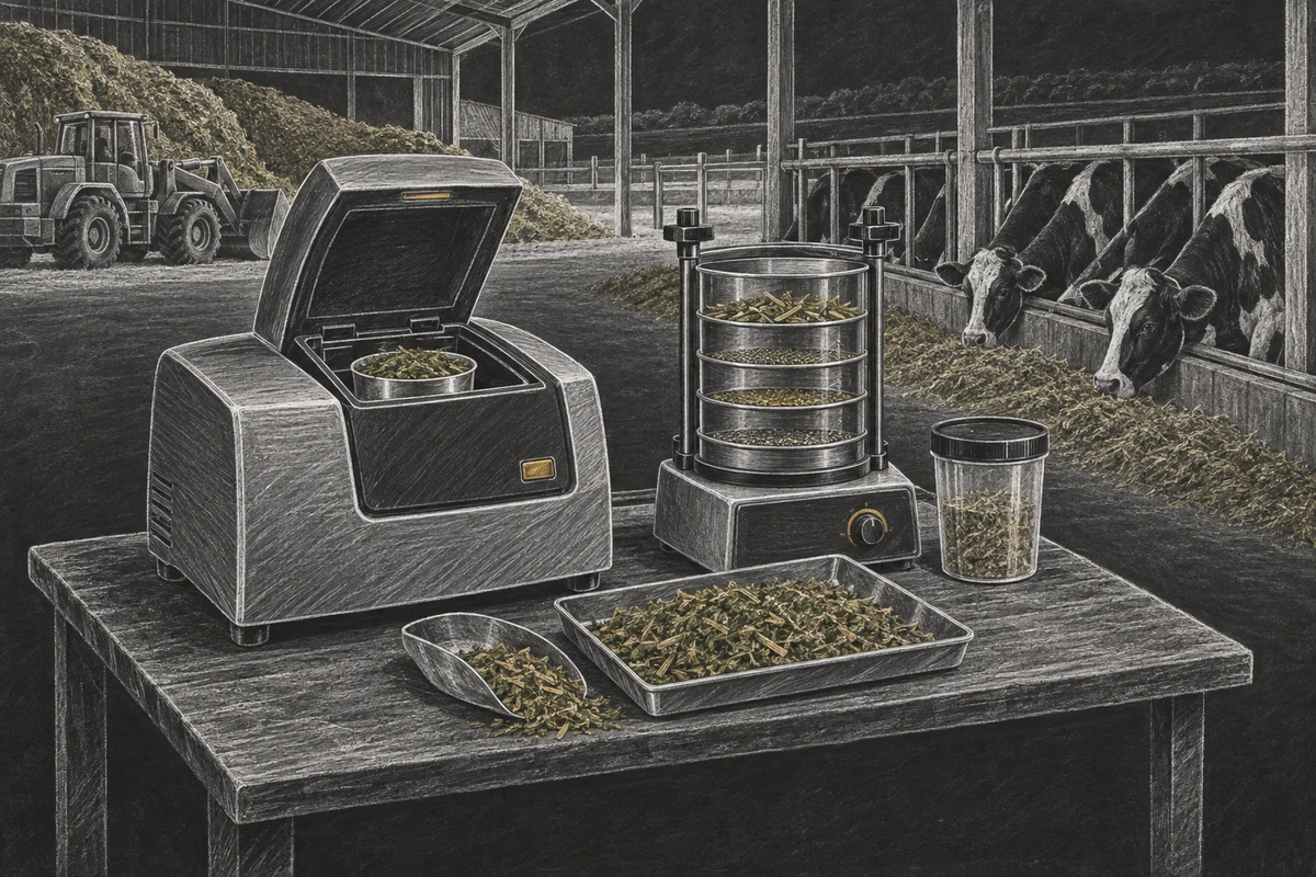 Chalkboard illustration of Feed Quality Testing Equipment