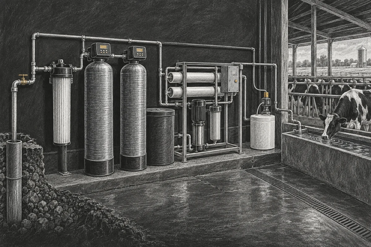 Chalkboard illustration of Water Treatment Equipment