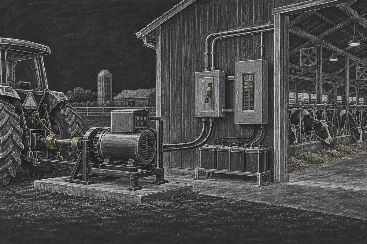 Chalkboard illustration of Farm Backup Power Equipment