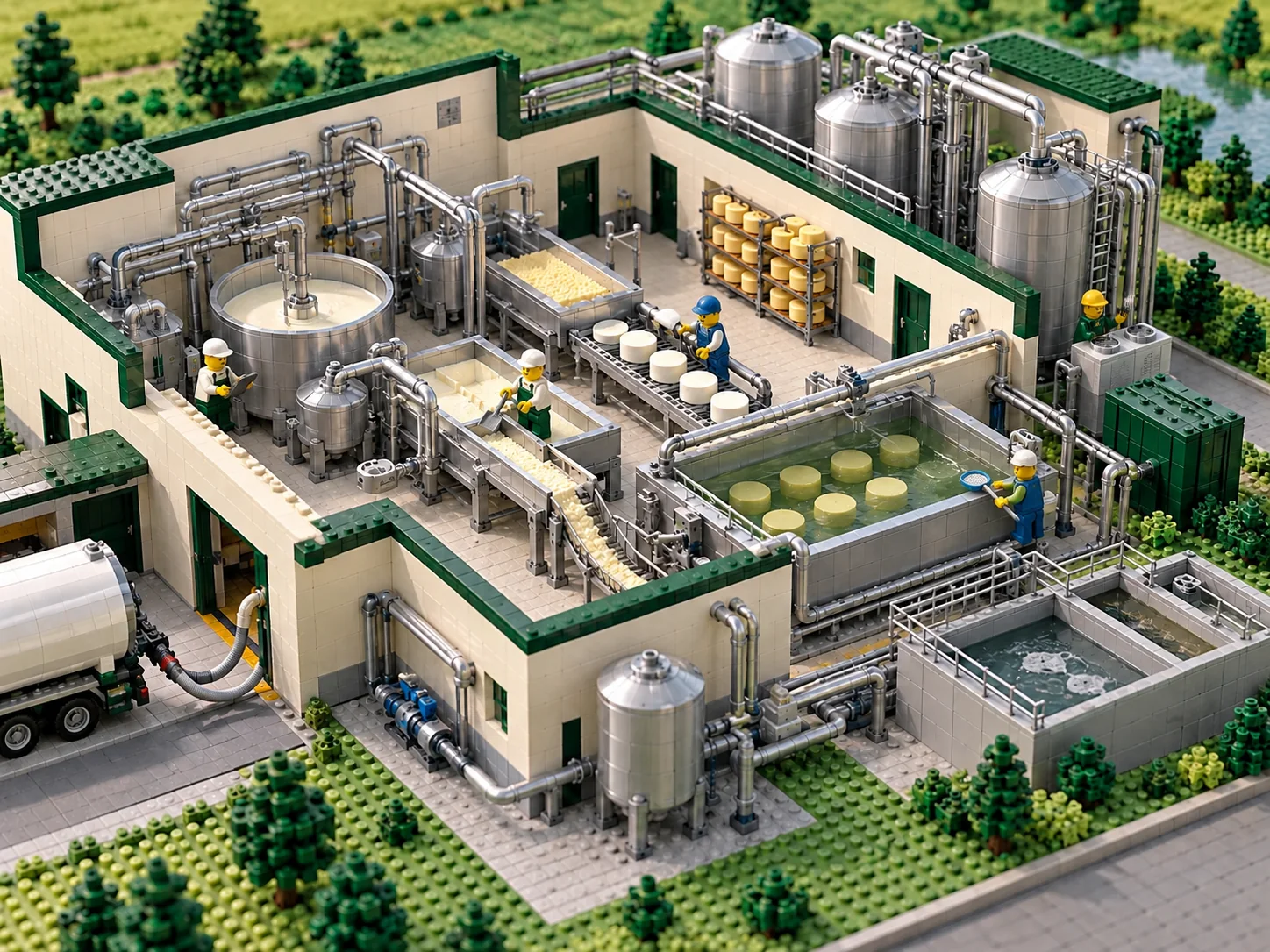 LEGO-style brick-built miniature for Cheese Factory Infrastructure.