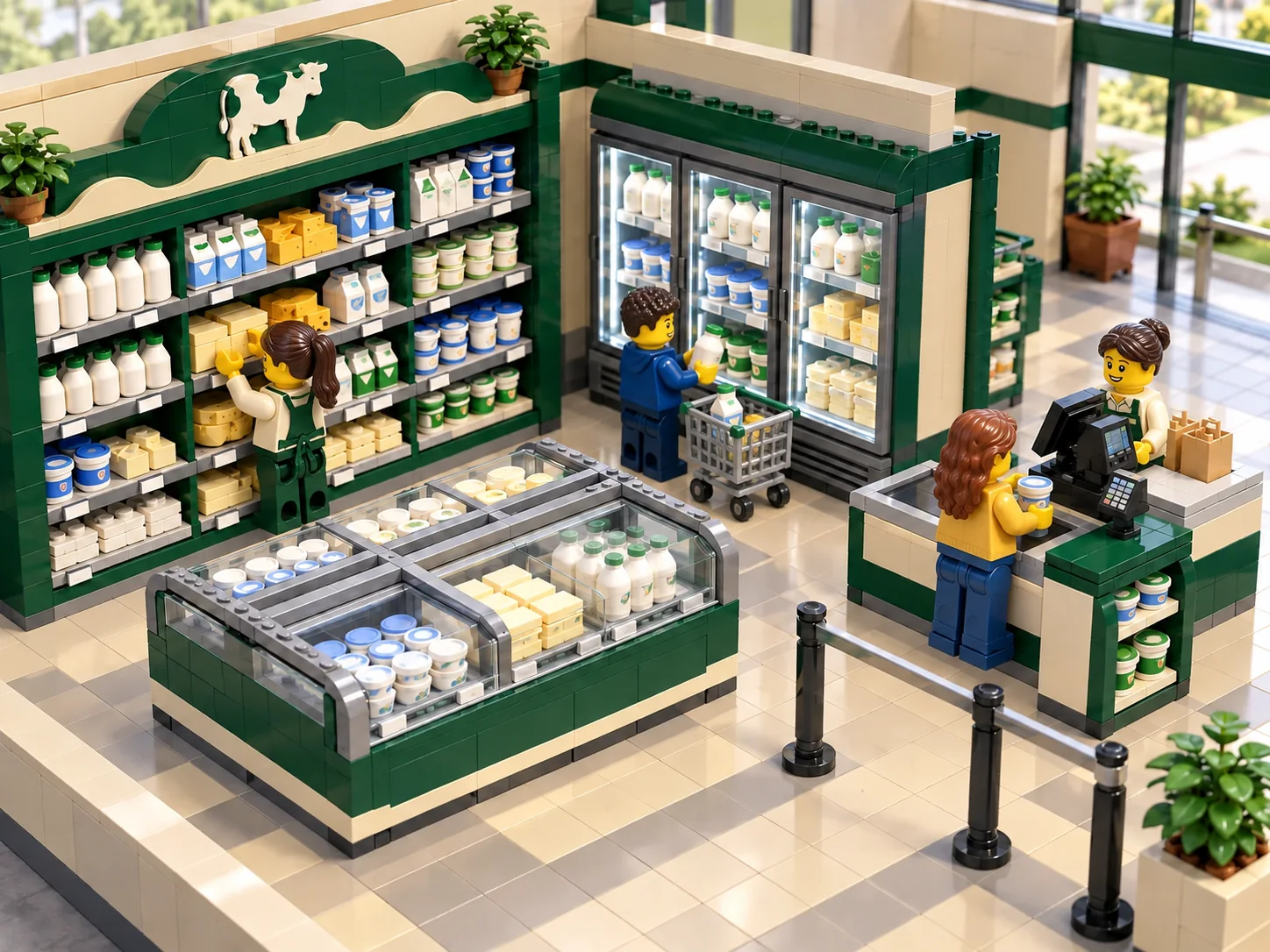 LEGO-style brick-built miniature illustrating Dairy Retail Infrastructure.
