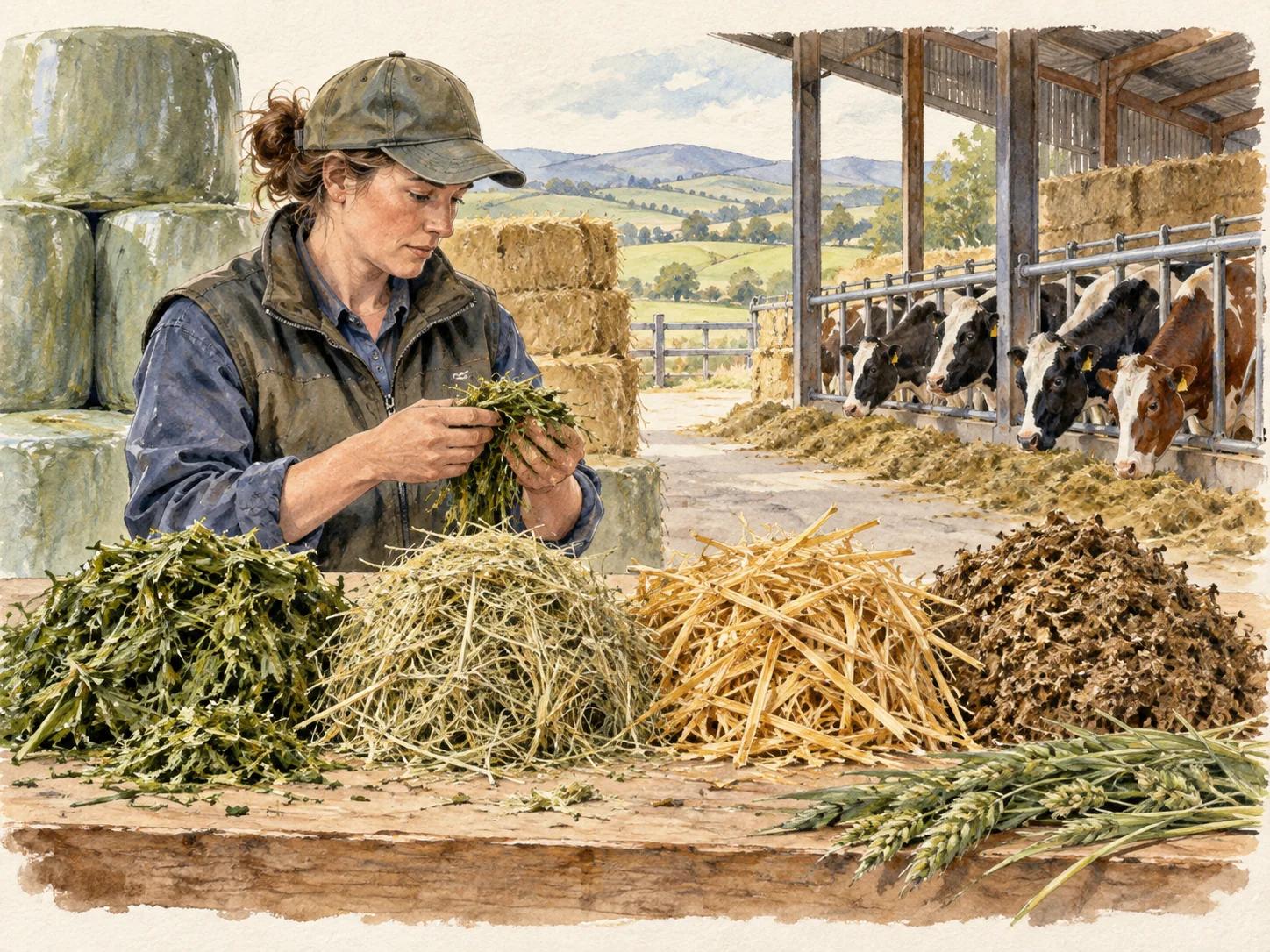Watercolor illustration of forage supply.